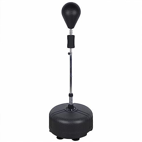 HOARLICN Standboxsack Boxbirne, 120cm-160cm Schwarzer Boxball Standboxsack Höhenverstellba Stehend Verstellbare Training Set Mit Basis Für Boxball Professionelle Boxer, Fitnessbegeisterte