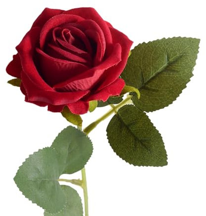 loyliawa Artificial Flowers,Fake Flowers,Artificial plants indoor, Artificial Rose Branch with Stem Home Wedding Party Faux Flower Floral Arrangement Garden Decoration Photo Props Red