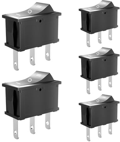 SCOOYUCK 5 Stücke Wippschalter, Mini SPDT 10mm x 15mm 3 Polig ON/OFF/ON 12V 24V 125V 250V Kippschalter, für Auto Boot Haushaltsgeräte