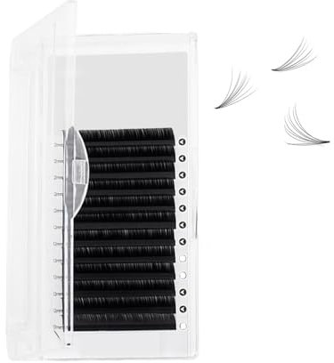Ling & Bai Easy Fan Lashes D Curl Mix 8-15mm Cluster Eyelash Volume Extensions 3D Individual Eyelashes Faux Mink Lash Extension (C, 0.05)
