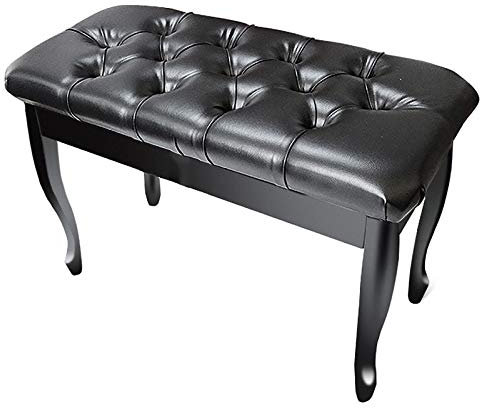 KIUYDHGD Klavierbank aus Leder, Doppel-/Duett-Klavierhocker Deluxe, Mattschwarz, Klavierbank mit Notenaufbewahrung, Dickes Kissen, Lederpolsterung