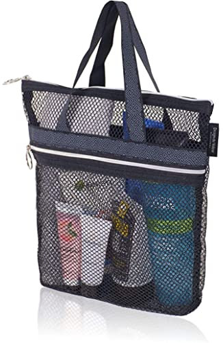 Duschcaddy, 26x25x8 cm Schnell trockener Einkaufstasche mit Reißverschluss und 2 Taschen, tragbarer leichter Hängsorganisator oder College -Schlafsaal, Fitnessstudio, Strand, Reisen (schwarz) Dusch C