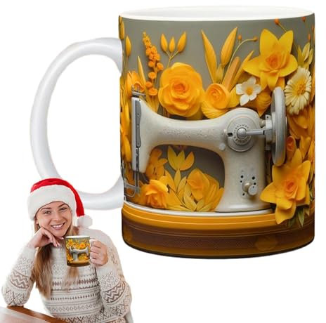 itrimaka Lustige Nähtasse – Keramik-Wasserbecher, 3D-Neuheit, mikrowellengeeignet, Nähen, Quilten, Kaffeetasse für Damen, Geburtstag, Menschen, die gerne nähen
