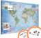 murando - versione francese Terra Mondo per il fissaggio puntine & Quadro su tela 120x80 cm 1 Parte Quadro decorativo su tela lavagna per le note viaggio geografia k-A-0300-v-a