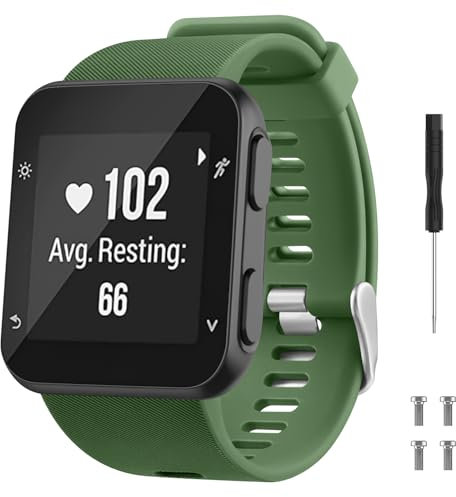 Cinturino compatibile con Garmin Forerunner 35, cinturino di ricambio in morbido silicone per smartwatch Garmin Forerunner 35 (verde)