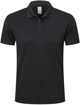ZENGVEE Poloshirt Herren Kurzarm Golf Polo T Shirt Männer Atmungsaktives Schnelltrocknend Tshirt Men Casual Sport Schnell Trocknendes Outdoor Collared Hemd Sommer 0428 Black 3XL