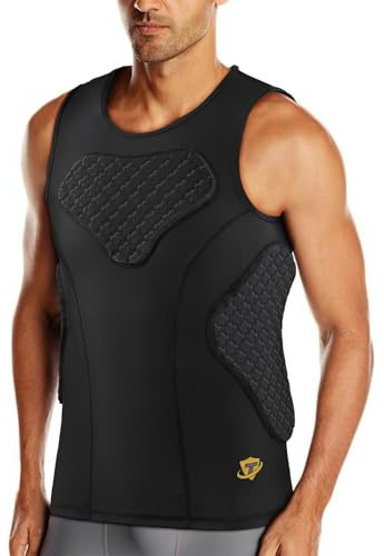 TUOY Brustschutz für Erwachsene, gepolstert, 5 Pads, Baseball, Fußball, Lacrosse, Ripp, Herz, Brustschutz