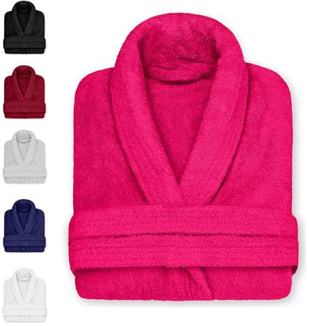 DECASATEXTIL Albornoz Mujer y Hombre - Bata Baño Unisex Ducha 100% Algodón 450g/m² – Suave, Secado Rápido y de Larga Duración – Ideal para Hogar, Hotel o Spa (FUXIA L)
