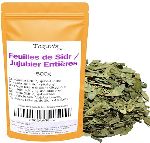500g Ganze Jujubier/Sidr-Blätter – Getrocknete Sidr-Blätter – Intensives Aroma & Geschmack – 100% Natürlich, Rein und Ohne Zusatzstoffe | Premium-Qualität - TazarinLtd