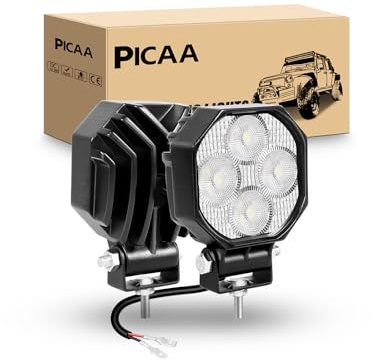 PICAA 2 Stück 2.8 Zoll 32W Mini LED Arbeitsscheinwerfer Flood Scheinwerfer | Wasserdicht,Nebelleuchte,12V 24V,für Ford Truck Pickup ATV UTV Gabelstapler SUV Motorrad Traktor Wohnmobil ,6000K Weiß