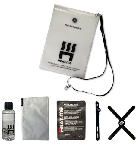 HEAT.ME Lunchbox Kit BASIC - Verwandelt jede Edelstahl-Brotdose bis 800ml in eine beheizbare Lunchbox | Ohne Strom, Gas oder Feuer | 5 Heizpads inklusive