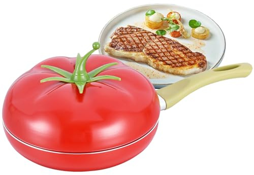 Kixolazr Soßentopf mit Deckel – Suppentopf in - und Obstform – Tomaten-Kokotte mit Deckel – für Induktion, Küchenherd, Kochfeld, Braten, Kochen, Schmoren, Milch, Suppe, Simmern