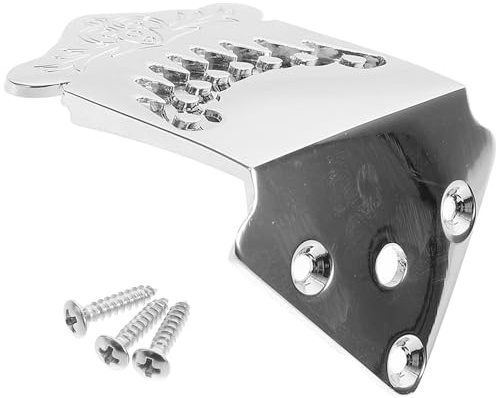LALADEFIEE Metal Mandolin Tailpiece Replacement Part String Mandolin Chrome-plated Guitar Tailpiece with Pattern Easy to Install Enhances String Sound Crispness and Overtones