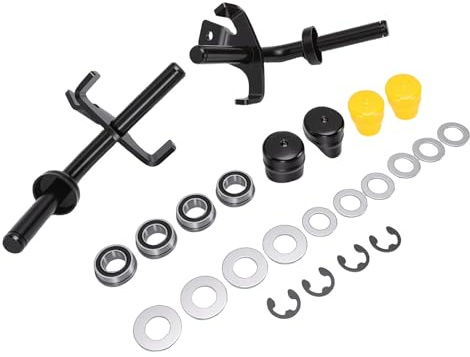 Akozon Umrüstsatz von Vorderradbuchse auf Lager, Hochfester Stahl-Lenkspindelsatz mit Achse für Rasentraktoren L110, L111, Gelbe Nabenkappe, Schwarze Abdeckung, 1 3/8 Zoll Felge, 3/4