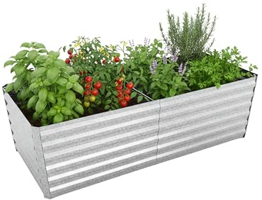 Relaxdays Hochbeet, verzinktes Metall, Blumen, Pflanzen & Gemüse, HBT: 60x200x100 cm, eckiges Pflanzenbeet, Farbauswahl