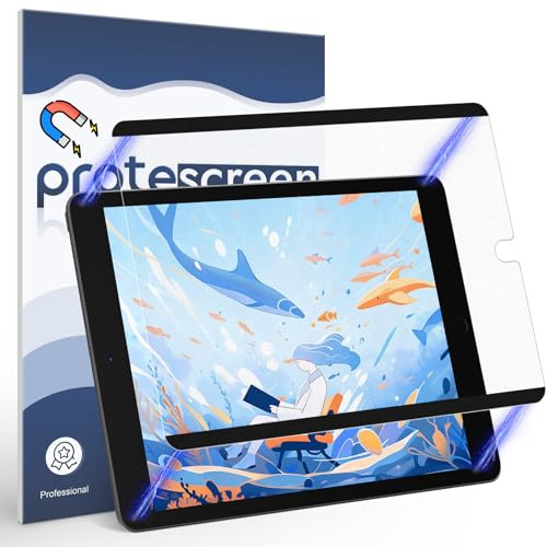 Magnético Protector Pantalla Efecto Papel para iPad 9/8/7 (10,2 Modelo 9a/8a/7a Gen.), Screen Protector Mate en Pet Antirreflejo/Antihuellas, Escribe y Dibuja Perfectamente