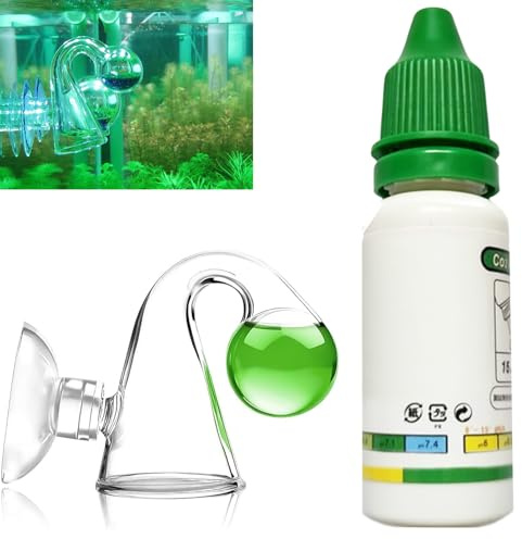 CO2 Dauertest Aquarium,Co2 Test Aquarium,Kolorimetrischer CO2,Co2 Messgerät Aqua-rium,Präzises Glas Messgerät mit Saugnapf,für Bepflanztes Aquarium
