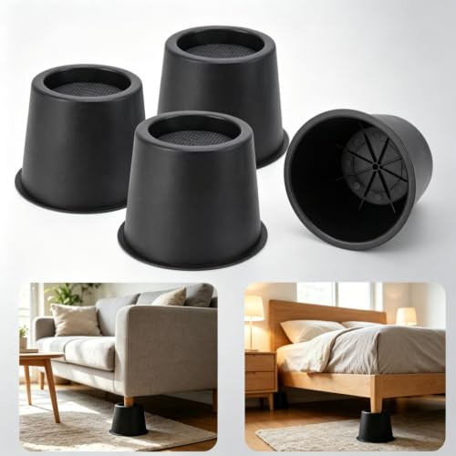 BXUUXA 4 Pièces Rehausseur Pieds de Lit, Rehausseur Meuble 10CM | Rehausseurs de Meubles Ronds Robustes Diamètre Intérieur 7,8 cm, pour Chaises, Canapés, Machines à Laver