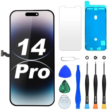 Digi4U LCD für iPhone 14 Pro Display Bildschirm Ersatz, 6,1'' Full HD 3D Touch Truetone Face ID LCD Bildschirm für iPhone 14 Pro Display Digitizer Reparaturkits