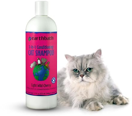 earthbath Wild Cherry 2-in-1 Cat Conditioning Shampoo, 16 Oz (1 Pack)