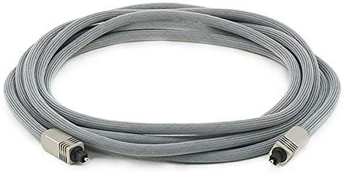 Monoprice 102765 Premium S/PDIF (Toslink) Digital Optical Audio Cable - Silver - 12ft | Heavy Duty Mesh Jacket, Metal Connector Heads, For Play Station, Xbox one, Home theater & More