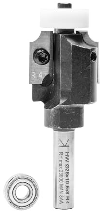 ENT 20334 Abrundfräser und Viertelstabfräser HW, Schaft (S) 8 mm, Durchmesser (D) 26 mm, (NL) 19,5 mm, (R) 4 mm, (ØKL) 18/13 mm, mit 2 Kugellager