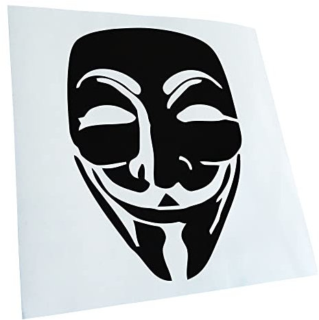 Kiwistar - Autoaufkleber - Schwarz - 15x11cm Anonymous Maske - Heckscheibe Auto Aufkleber wetterfest für Kfz LKW Mofa Truck - Sticker außen selbstklebend Tuning Zubehör für Fenster Fahrzeug Scheibe