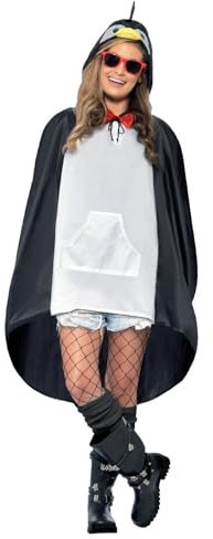 Smiffys Pinguin Party Poncho, mit Zugbeutel