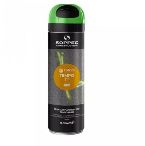 Soppec de 500 ml de peinture de marquage fluorescente temporaire Tempo T.P. - Couleur vert 141618