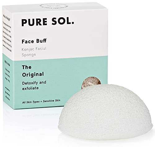 pureSOL Konjac Sponge - Original - Facial Sponge, Sponge, Eco-Friendly - Gentle Exfoliating Sponge, Deep Cleansing, Improved Skin Texture - Konjac Facial Cleansing Sponge