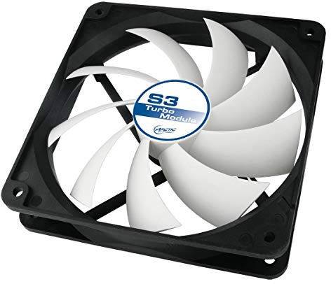 Arctic S3 Turbo - Ventilador de PC (Ventilador, Tarjeta de Video, 120 x 120 x 25 mm, 105 x 105 mm, Negro, Color Blanco, 7-12)