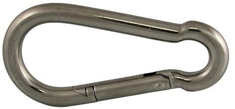 BOOTSTEILE BRAUER 10 Stück Karabinerhaken 8 x 80 mm Form C - Edelstahl A4 ähnlich DIN 5299