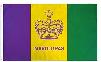 AZ FLAG Flagge Mardi Gras kröne 150x90 cm Fahne Fest Polyester 100D 2 Ösen | Für innen und außen dekorative Flagge doppelte Nähte und verstärkte Kanten mit Metallösen 100D Polyester