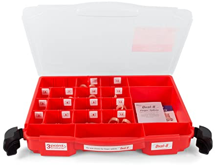 Oval 8 | Finger Splint | Finger Schiene | Grosses Set | 44 Finger Splints mit verschiedenen Größen in einem praktischen Aufbewahrungskoffer