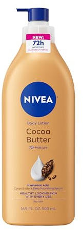 NIVEA Cocoa Butter Body Lotion for Dry Skin with Hyaluronic Acid, Cocoa Butter and Deep Nourishing Serum, 72-Hour Body Moisturizer, 16.9 Fl Oz Pump Bottle