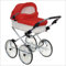 EICHHORN Kinderwagen Weidenkorb Puppenwagen Retro-Spielzeugklassiker (Korb Weiß, Stoff Rot)