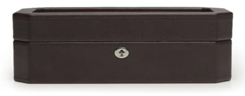 WOLF 458306 Windsor 5 Piece Watch Box, Brown/Orange, 13.1 x 7.1 x 4.4 Inches