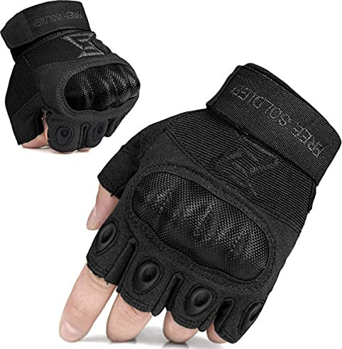 Free Soldier Outdoor Handschuhe Herren Taktische Trainings Motorradhandschuhe Kletter Tactical Handschuhe Halbfinger Handschuhe Gilt für Radfahren Airsoft Militär Paintball(M,Schwarz)