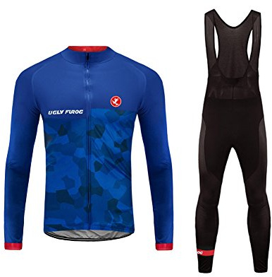 UGLY FROG UFDS37 Radfahren Cycling Jersey Radtrikot Pro Team MTB Thermal Langarm Radjacke+ Lange Hose mit Gel PAD Langarm Winter with Fleece Bike Set Style-Update (Zwei Stücke)