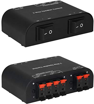 Xtrempro 61048 2 to 4 Way Speaker Switch, 1 in 2 Out to 1 in 4 Out Pair Stereo Selector W/Terminal Clamps Metal Non-Slip Box - Black