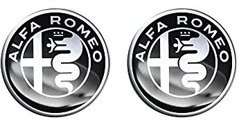 Alfa Romeo Adesivi 3D Ufficiali Logo Black, Diam. 12 mm, 2 Pezzi