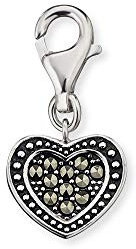 Engelsrufer Damen Charm Anhänger Herz Symbol Silber aus Sterling Silber - besetzt mit 11 Markasit Steinen - Karabinerverschluss - nickelfrei