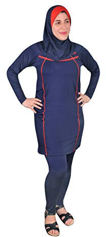Egypt Bazar Ganzkörper islamischer Badeanzug im Burkini Stil muslimischer Schwimmanzug Hijab (36-38 (S), Nachtblau) (56-58 (3XL), Nachtblau)