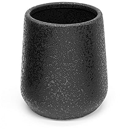 Inbagno Bicchiere portaspazzolini in Ceramica Nera con Effetto Glitter, Design Minimal salvaspazio