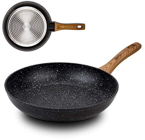 Nava Nature Non Stick Frying Pan, Aluminium Cooking Pan with Scratch Resistant Stone Coating and Heat Proof Handle, PFOA Free, 24cm Size