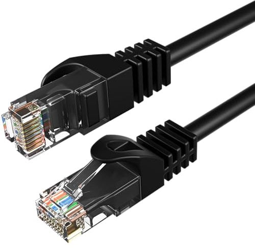 Cat6 3M Network Ethernet Patch Cable, 550Mhz Internet Wire, Compatible with PC, Laptop, Modem, Router, TVs, Printer Cord, Consoles for Home and Office, Black