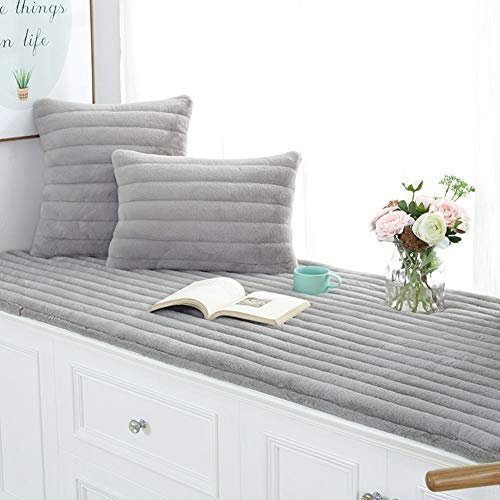 AICH Erker Matte, Fensterbank Matte Plüsch Erker Decke Tatami Kissen Balkon Matte Maschinenwaschbar Für Sofa Schlafzimmer Fensterbrett Schweller grau 70x180x1,5cm