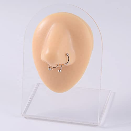 BLOYFIYA 1 Stück Simulation Menschliches Körperteil Silikon Modell Nase mit Anzeigeständer for Tätowierung Punktionspraxis Body Piercing J-Ewelry Display