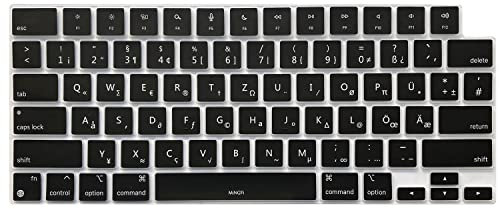 MiNGFi Silicone German QWERTZ Keyboard Cover for MacBook Pro/Max 14&16 M1-M4(A3112 A3401 A3185 A2485 A2780 A2991 A3403 A3186) Air 13,6&15,3 M2-M4(A3240 A2941 A3114 A3241) US/ANSI Layout - Black