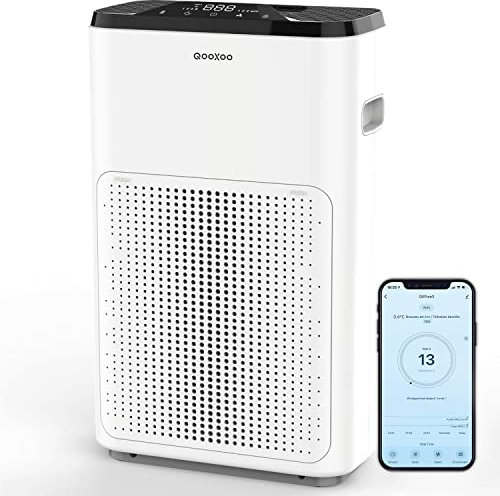 Purificador de aire QXPure3 – Austrian Innovations – CADR 215 m³/h – hasta 50 m² – Filtro HEPA13 para polen, polvo fino, humo, contaminantes y tecnología QXAir+mata el 99,95% de los virus y bacterias,